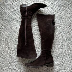 [5.5/36] Browns Couture Suede Chocolate Brown Over The Knee Boots Made In Italy